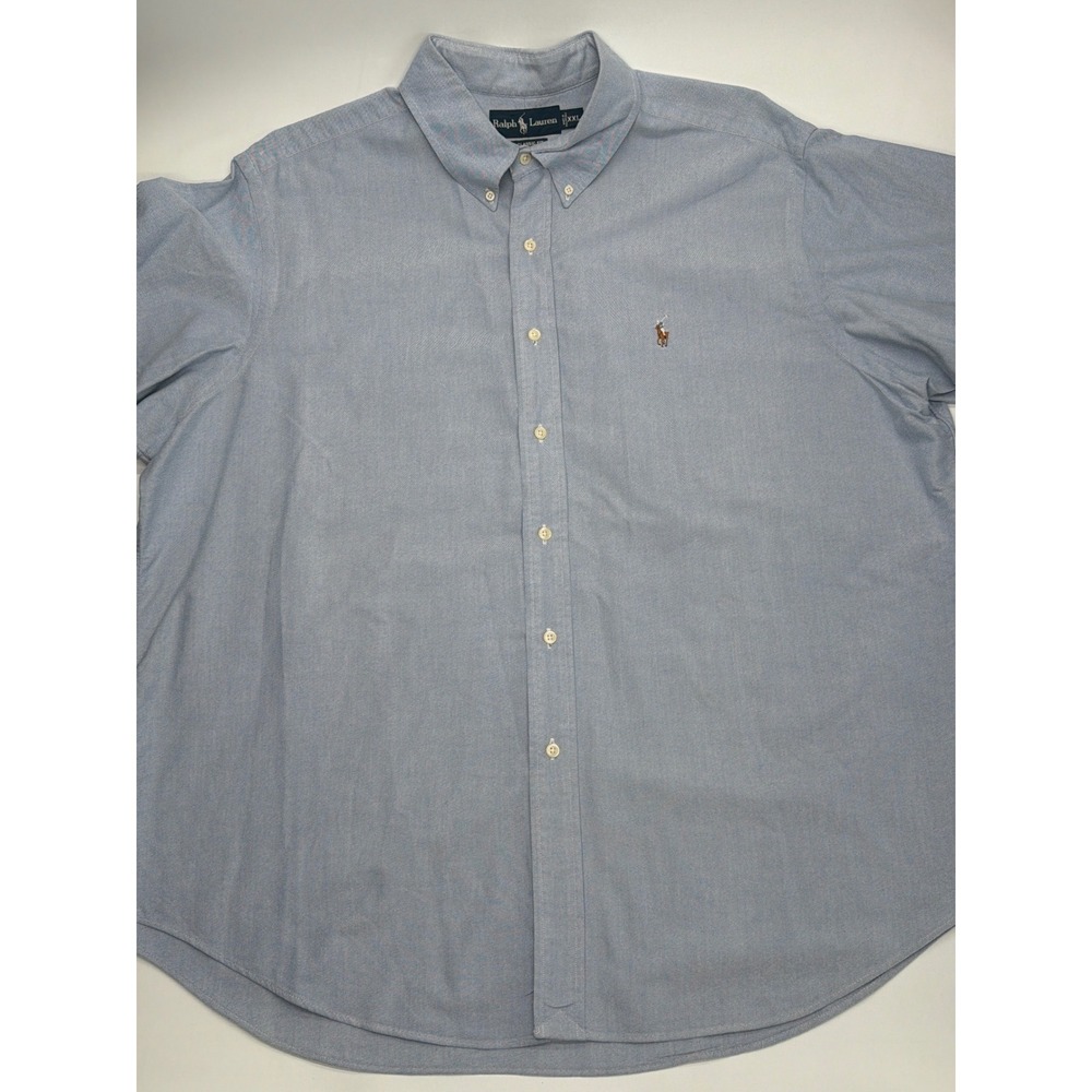 Ralph Lauren Mens XXL Classic Fit Blue Oxford Short Sleeve‎ Button Down Shirt